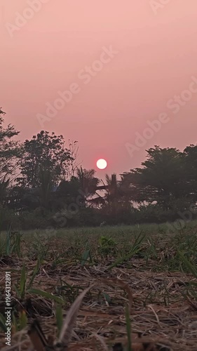 Sunrise Over Rural Landscape in Thepharak, Nakhon Ratchasima, Thailand