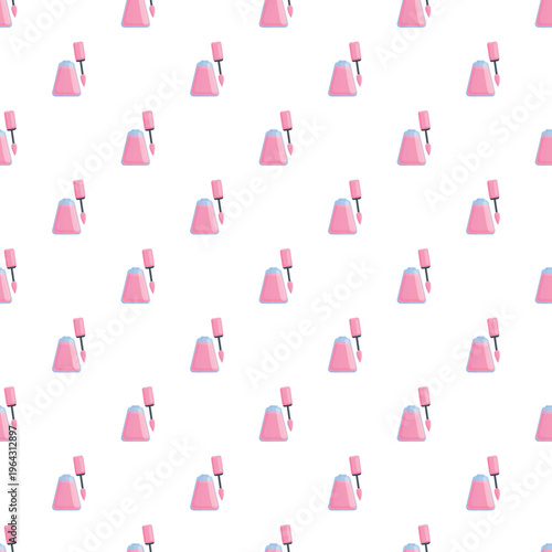Εκτύπωση καμβά Pink nail polish bottles with brushes creating a repeating cosmetic pattern