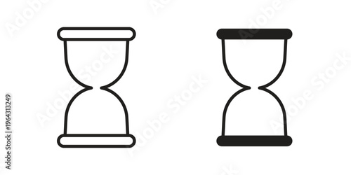 Hourglass icon in black and white. clipart and line style icons