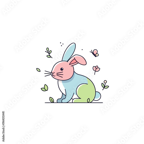 Cute cartoon bunny rabbit illustration with pastel colors.