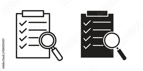Inspection icon in black and white. clipart and line style icons