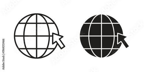 Internet icon in black and white. clipart and line style icons