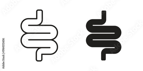 Intestine icon in black and white. clipart and line style icons