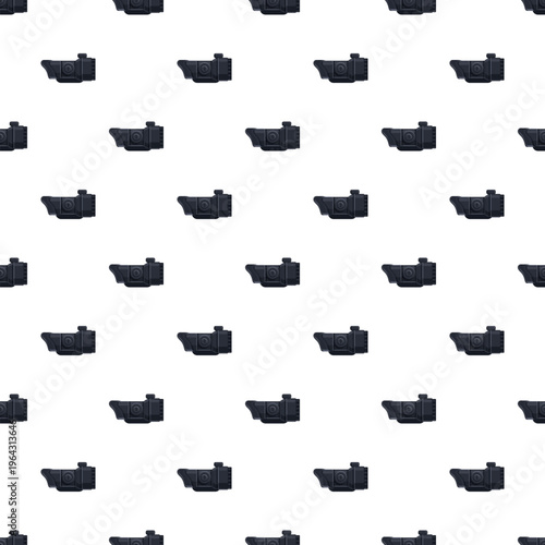 Repeating pattern of military or hunting rifle scopes on white background