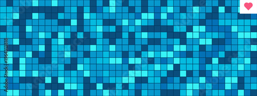 Pool ceramic tile. Seamless pattern for bathroom, kitchen, toilet designs, swimming pools. Bright blue and teal small square mosaic for walls, floor, backsplash, interior surface. Vector illustration