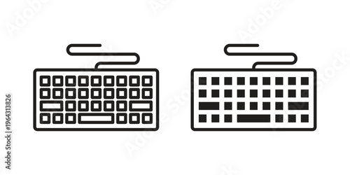 Keyboard icon in black and white. clipart and line style icons