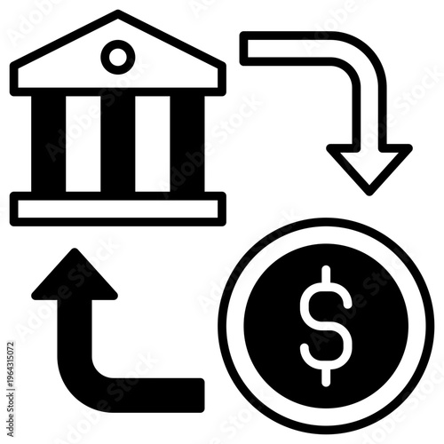 Bank Transfer icon in black color, suitable for banking, finance, transaction concept illustrations