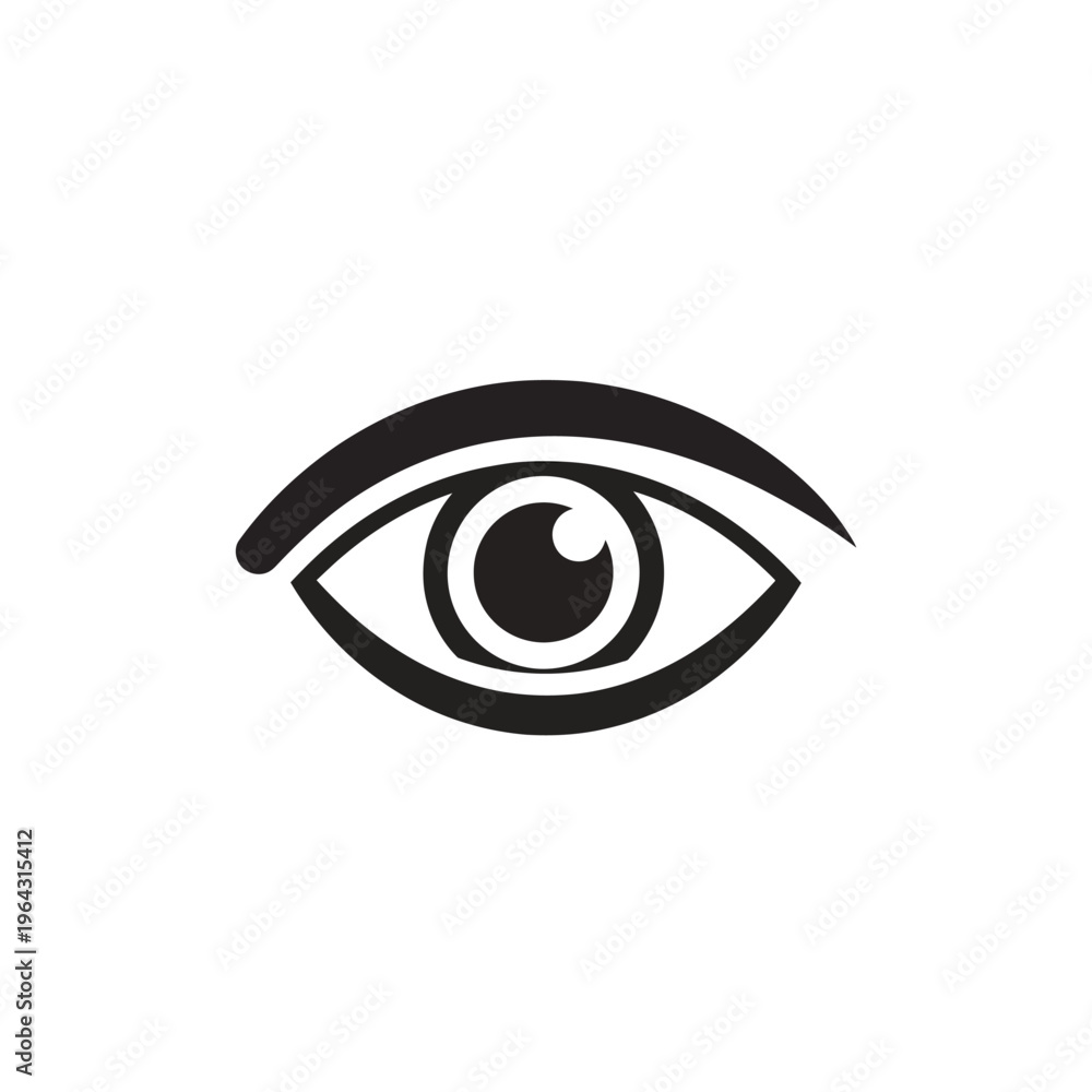 Obraz premium Stylized Black and White Eye Icon Symbol.