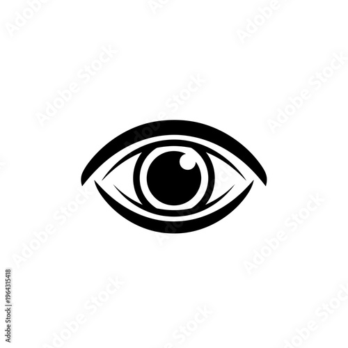 Stylized Black and White Eye Icon Vector Graphic.