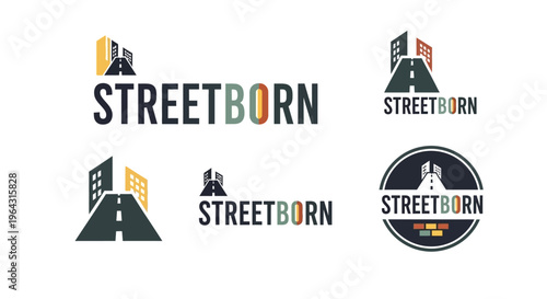 Streetborn Logo Designs Featuring Cityscape and Road Elements.