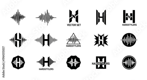 Photos Collection of Abstract Soundwave and Letter H Logos.