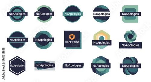 Collection of No Apologies Logos and Branding Elements.