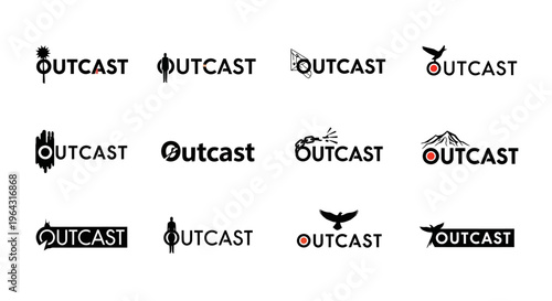 Collection of Outcast Logo Designs with Various Icons.