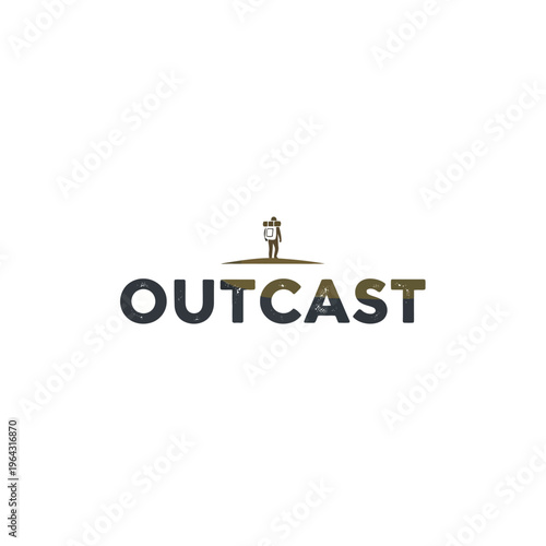 Outcast logo with a figure standing on a hill.