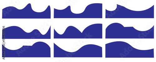 Dividers Shapes for Website Pictogram Set. Curve Lines, Drop abstract design separator header and border for website and app. Different borders for website, banner, app, poster, background in eps 10.