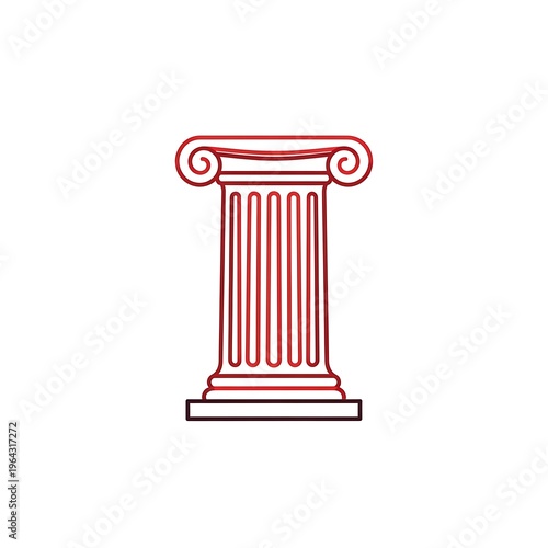Red line art ancient Greek column.