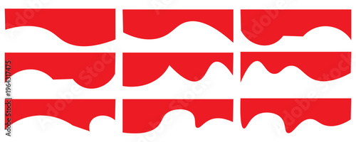 Dividers Shapes for Website Pictogram Set. Curve Lines, Drop abstract design separator header and border for website and app.