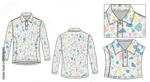 Illustration of colorful shirts with floral patterns