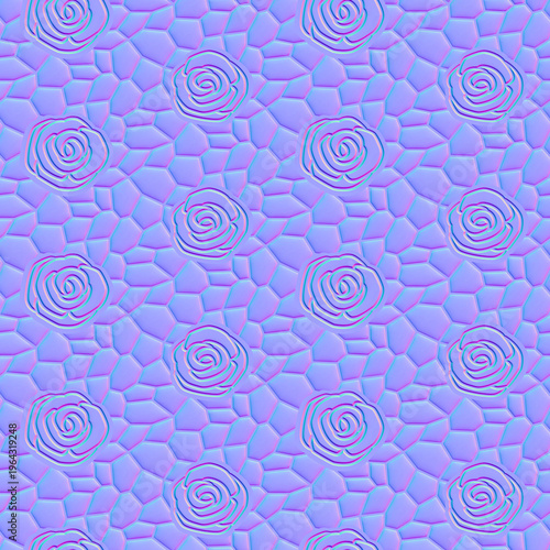 Normal map of rose lace pattern. Normal map texture.  (Perfect seamless pattern)