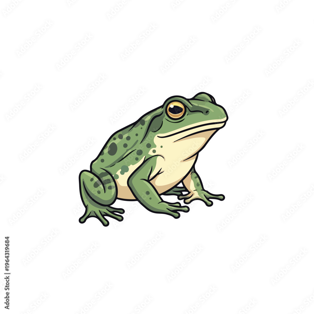Obraz premium Green frog sitting on white background