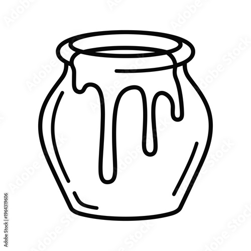 Hand-drawn honey pot outline with dripping honey