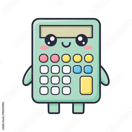 Cute Cartoon Calculator Character Design.