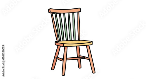 Wooden Chair with Slatted Backrest.