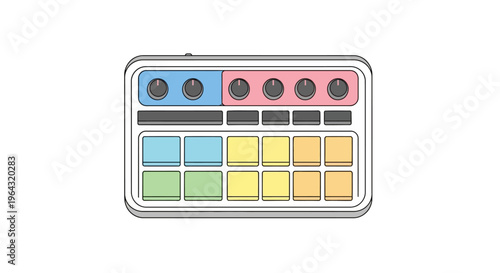 Colorful Electronic Music Production Controller Panel.