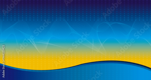 Abstract Blue Yellow Gradient Technology Background with Wave Lines