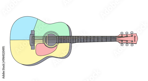 Colorful Acoustic Guitar Instrument Music.