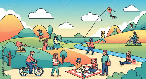 People enjoying outdoor recreational activities.