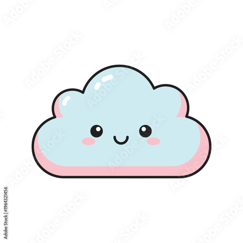 Tableau sur toile Cute cartoon smiling cloud face.
