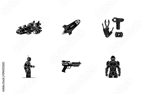 Futuristic technology and robotic equipment illustration collection