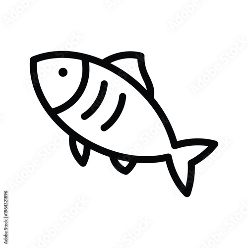 Simple Line Art Icon of a Fish