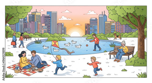 People playing in city park.