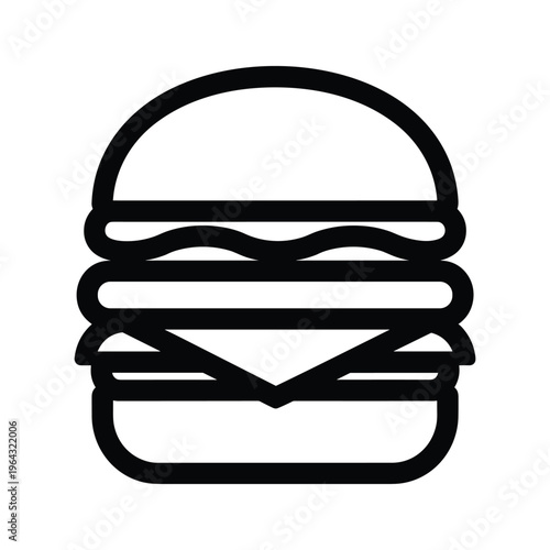 Burger icon vector line art illustration, fast food symbol
