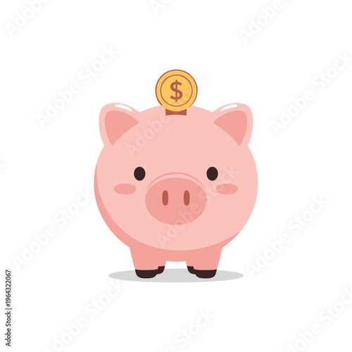 Cute Pink Piggy Bank Savings.