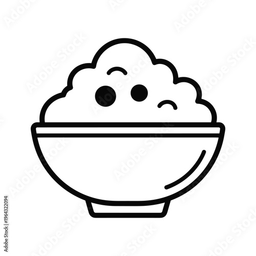 Cute Cartoon Bowl of Rice Icon