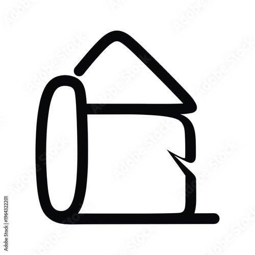 Minimalist Toilet Paper Roll Icon, Simple Line Art Design
