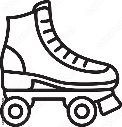 Roller Skate, Skating Shoe, Inline Skate, Black Line Art
