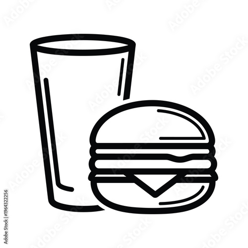 Simple Icon of a Burger and a Glass of Drink