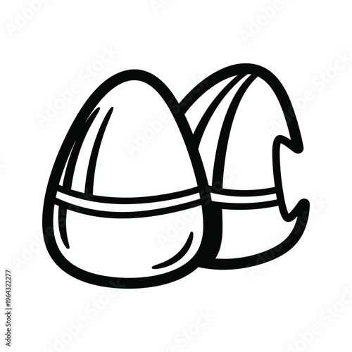 Two Viking Helmets with Horns, Simple Black and White Line Art Icon