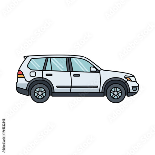 White SUV vehicle side view isolated on plain background