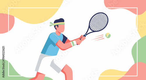 Man playing tennis with racket.