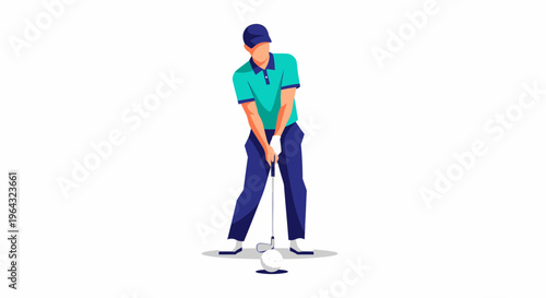 Man playing golf swing stance.