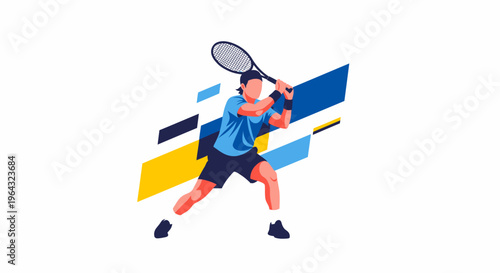 Man playing tennis with racket.