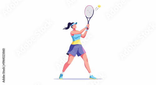 Woman Playing Tennis with Racket.