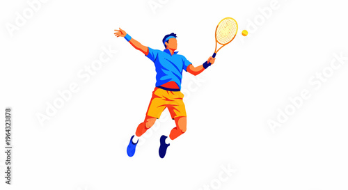 Man playing tennis with racket.