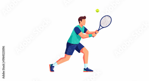 Man Playing Tennis with Racket Outdoors.