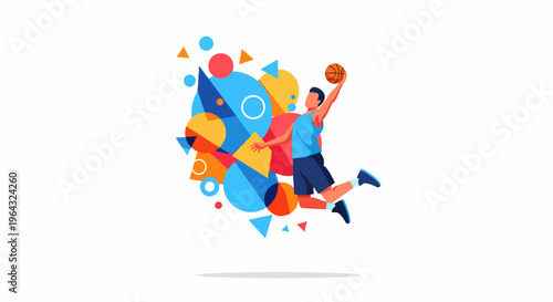 Man Playing Basketball in Air High.